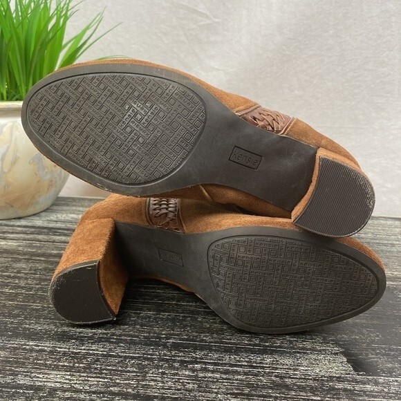 Kensie Brown Suede Bernadette Block Heel Side Zip Knee High Boots 8 - Picture 7 of 10